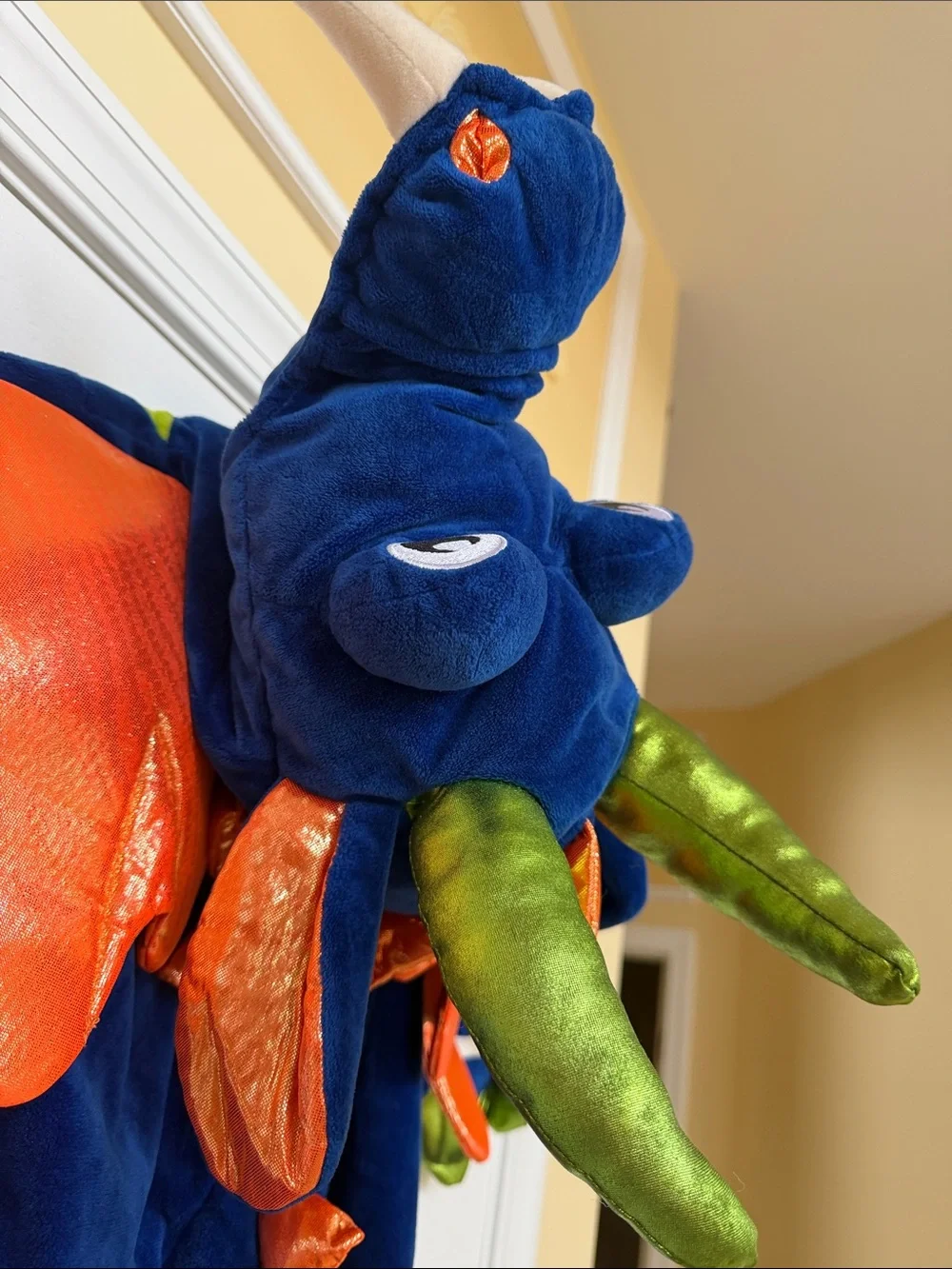 Blue and Lime Plush Dragon Kids Costume